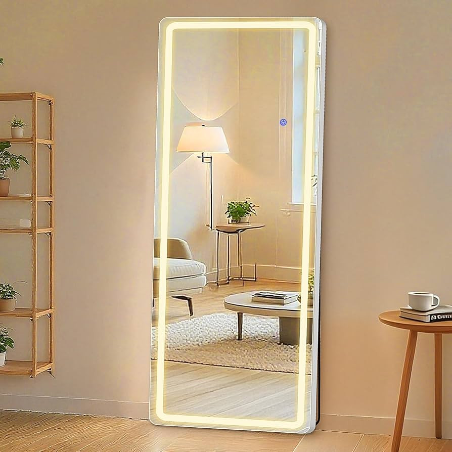 Sweetcrispy 64"x21" Full Length Standing Mirror with LED Lights, Lighted Floor Mirror with Stand,... | Amazon (US)