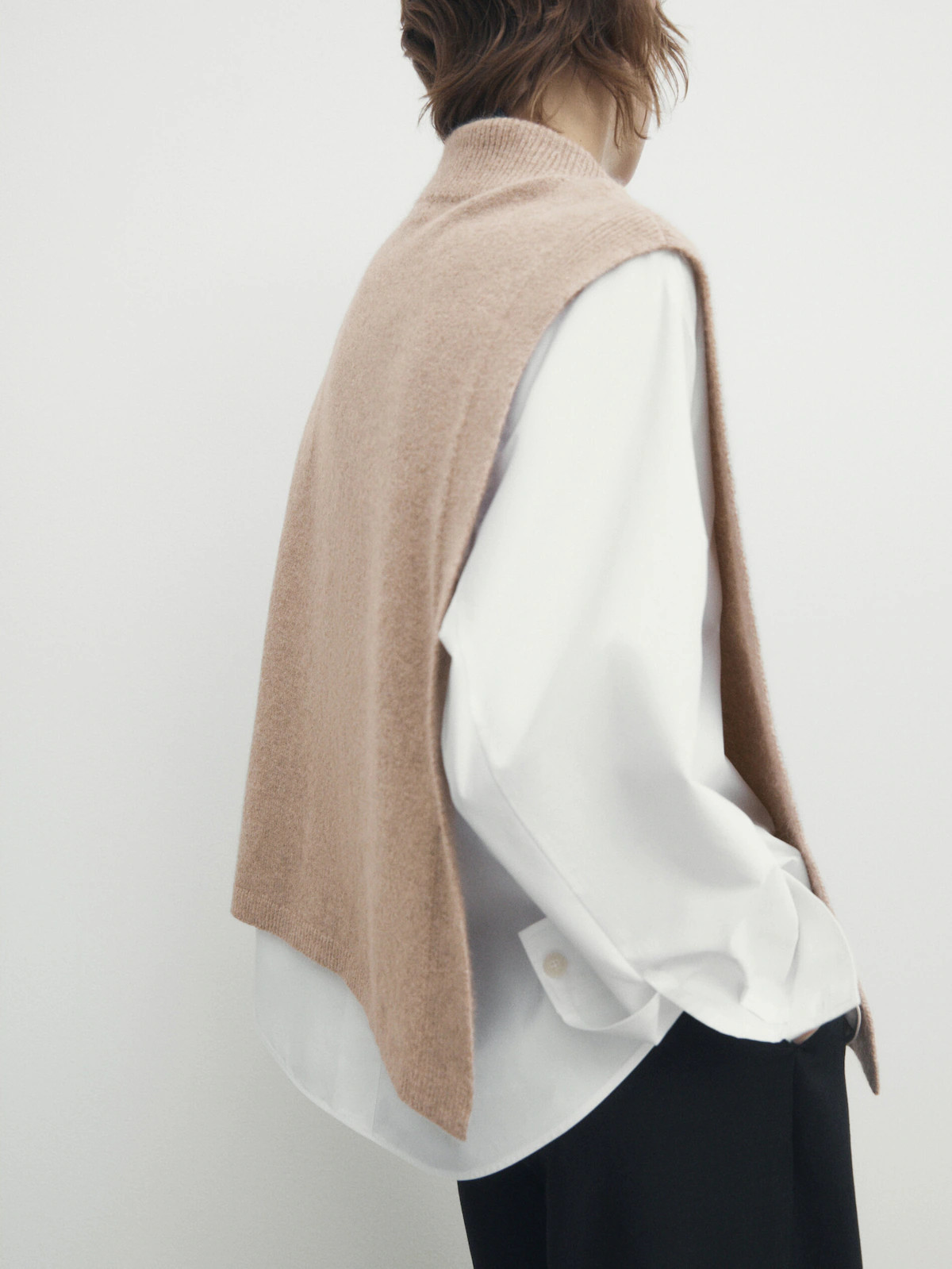 Mock turtleneck knit chest scarf | Massimo Dutti US