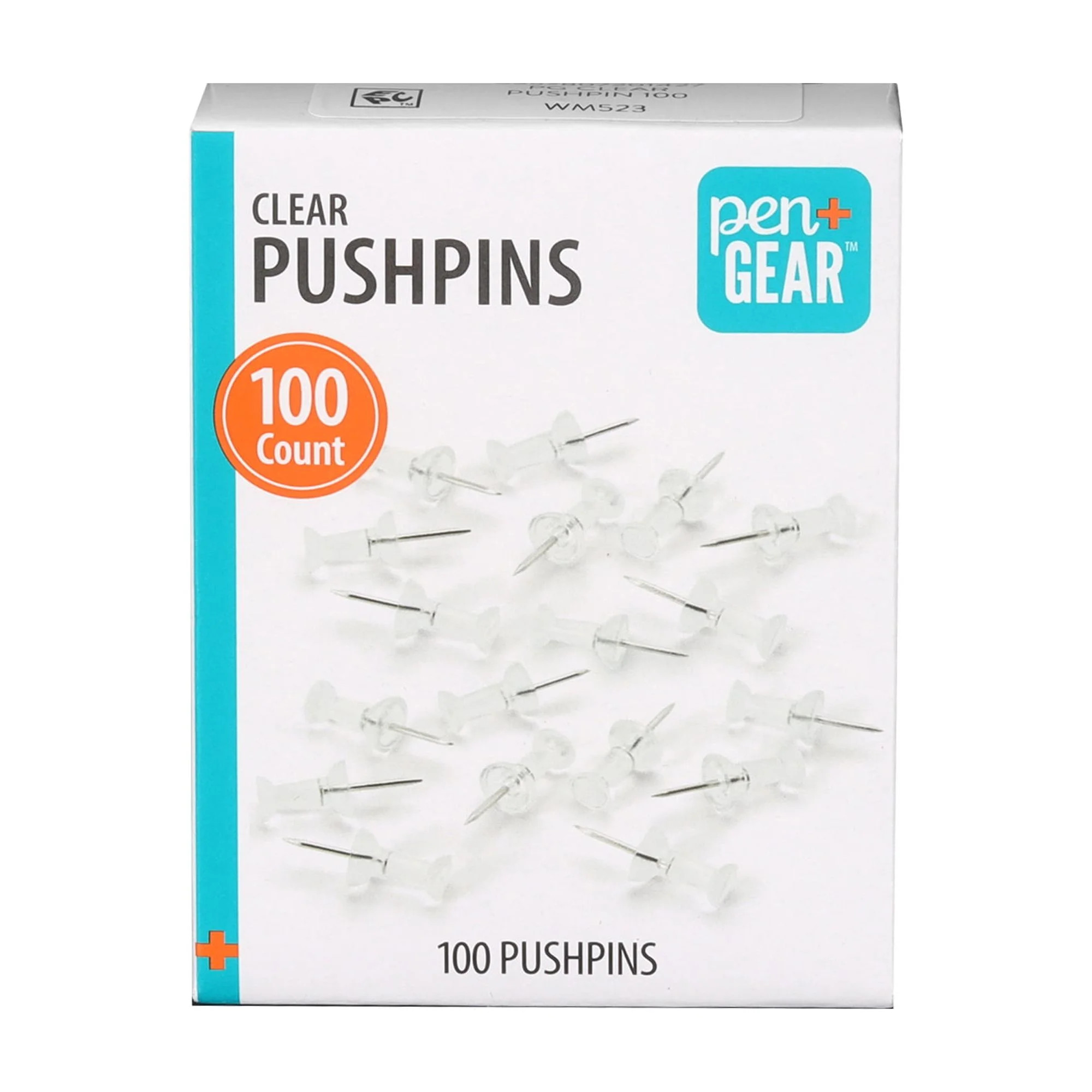 Pen+Gear Push Pins in Clamshell, Clear Plastic Head, Steel Point, 100 Count. | Walmart (US)