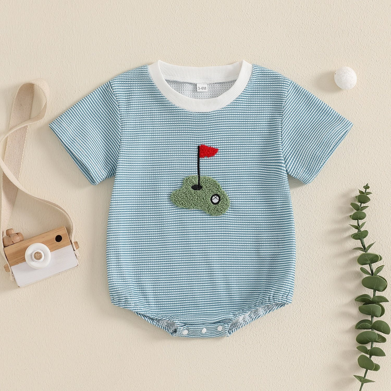 boy golf themed romper light blue striped - Temu | Temu Affiliate Program