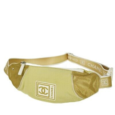 CHANEL Sports Line CC Logo Bum Bag Canvas Rubber Gold White Italy 62JH166  | eBay | eBay US