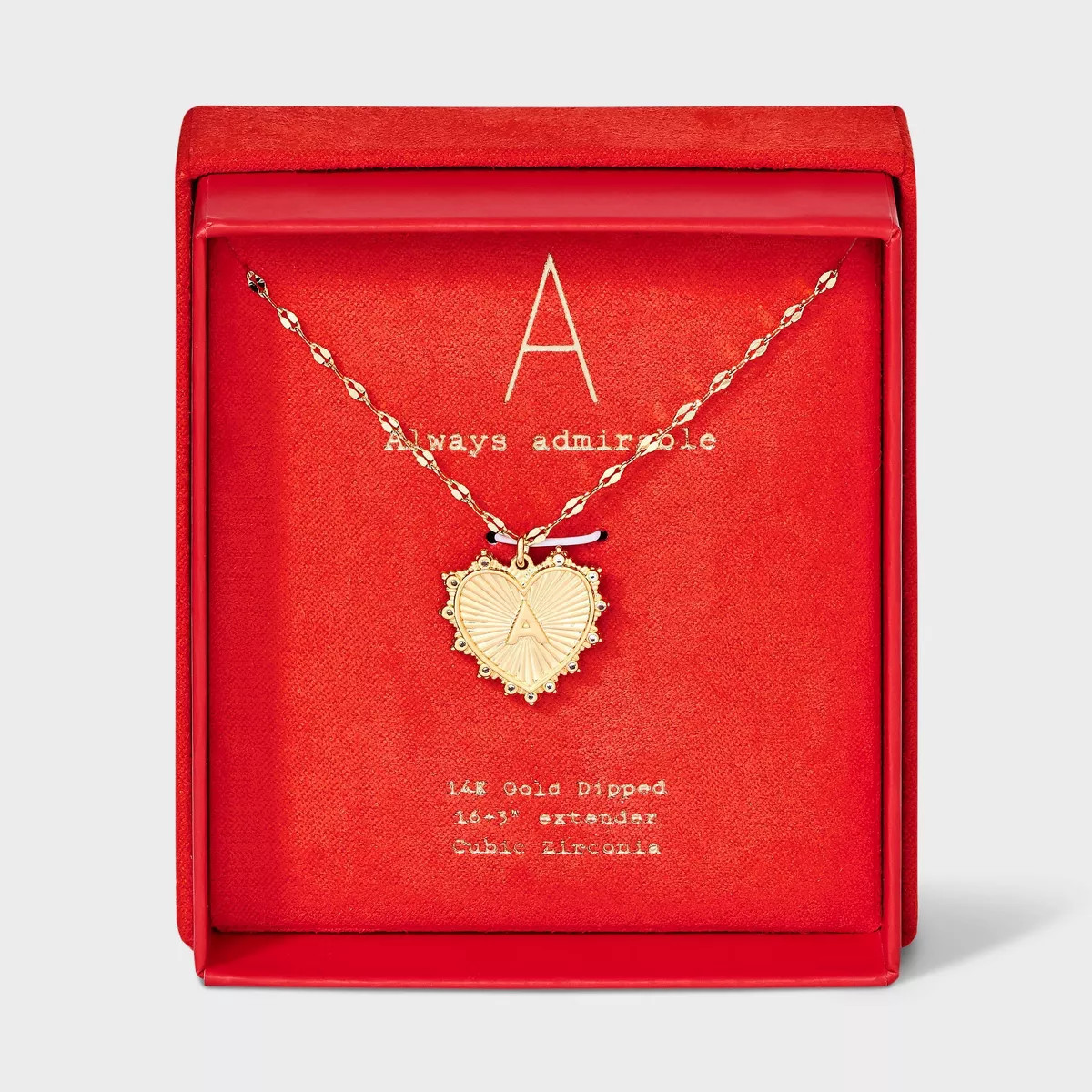 14K Gold Dipped Diamond Ray Initial Heart Tag Necklace - A New Day™ Gold | Target