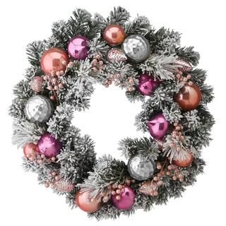 24" Flocked Ornament & Berry Wreath | Michaels Stores