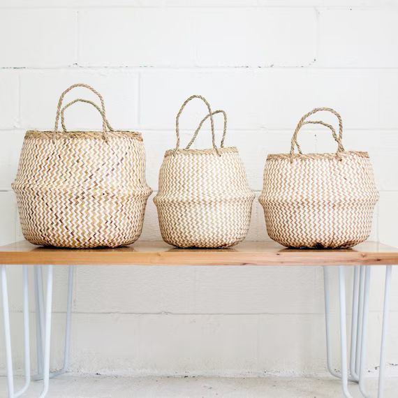 Milk Stripe Basket- Storage Basket- Rice Basket- Belly Basket- Nursery Decor- Home Decor- Toy Sto... | Etsy (US)