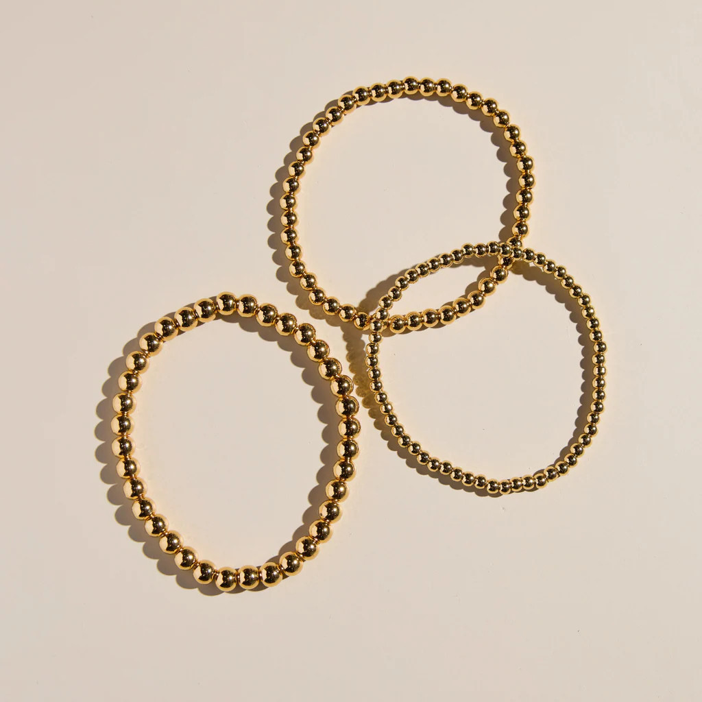 Gold Beaded Bracelet Set | Nickel and Suede