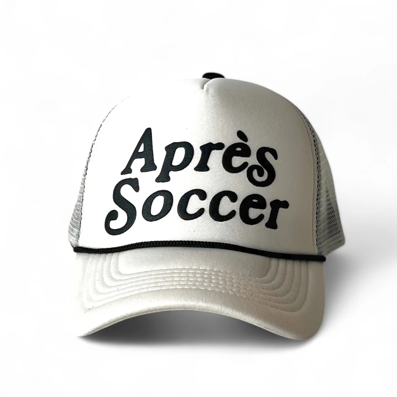 Après Soccer White & Black Foam Trucker Cap | Talisman & Co