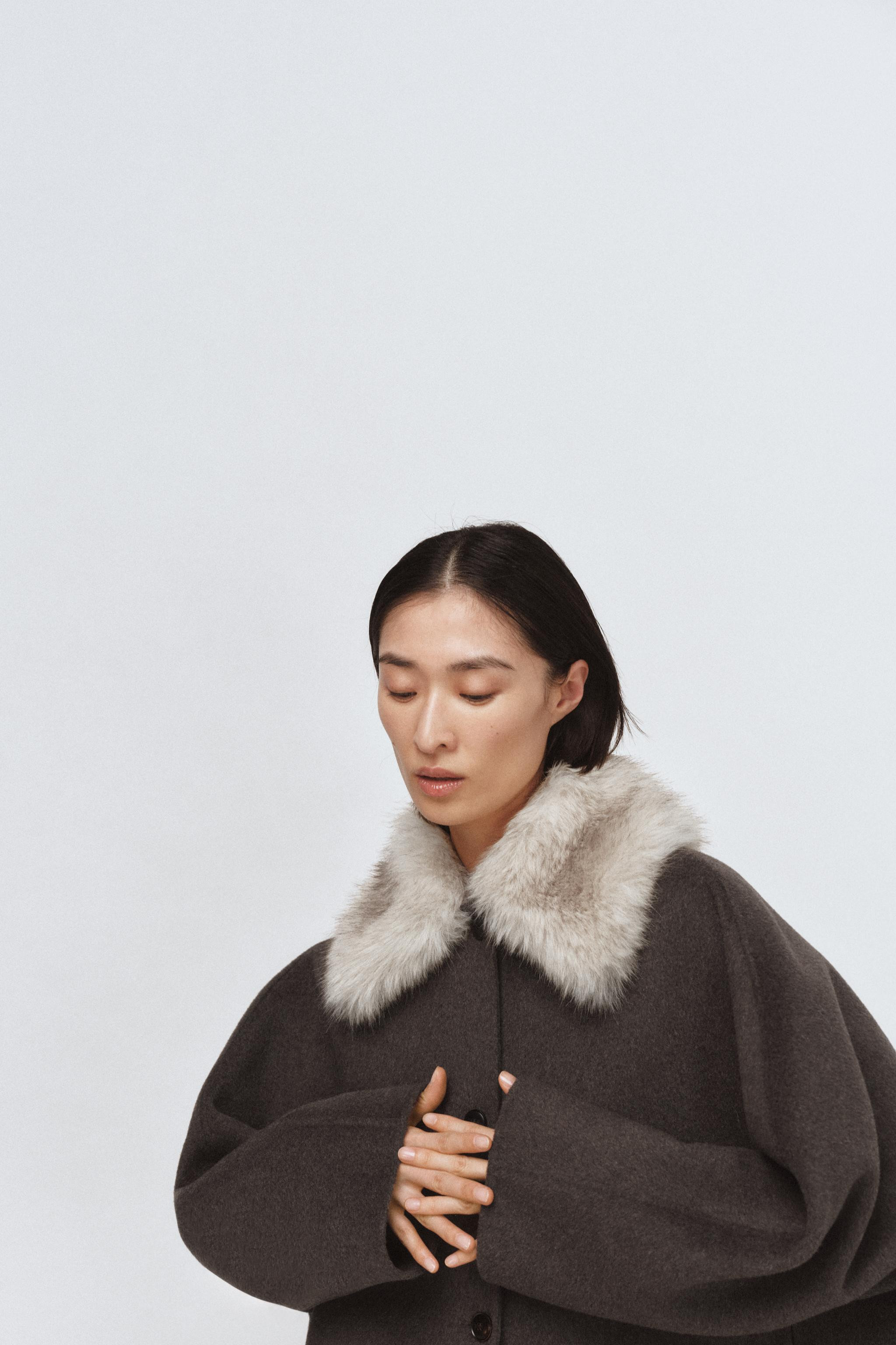 WOOL BLEND COAT WITH FAUX FUR COLLAR ZW COLLECTION | Zara US