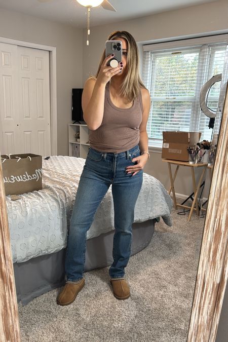 madewell jeans on sale! my favorite cut - the perfect vintage straight… it’s timeless!

this particular one…. size up one size to a bigger one. very little to no stretch.

i’m 4months post partum and wearing a 28. 5’3” , ~145lbs wearing regular length.

#LTKmidsize #LTKsalealert #LTKSeasonal