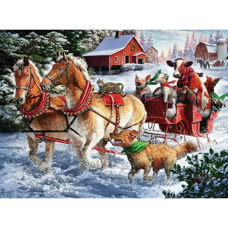 300 Piece Jigsaw Puzzle – Taking A Ride Horse & Buggy Winter Scene, 18"x24" | Walmart (US)