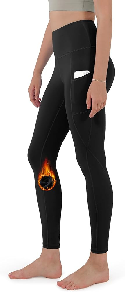ODODOS ODTHERMAL Women's Fleece Lined Yoga Pants with Pockets - 25" / 28" High Waisted Warm Worko... | Amazon (US)