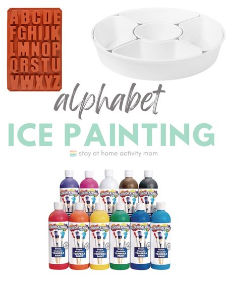 Alphabet ice painting for kids using washable paint and creamy white ice cubes. Preschool literacy. Sensory play. Sensory activities 

#LTKKids #LTKFamily #LTKSaleAlert