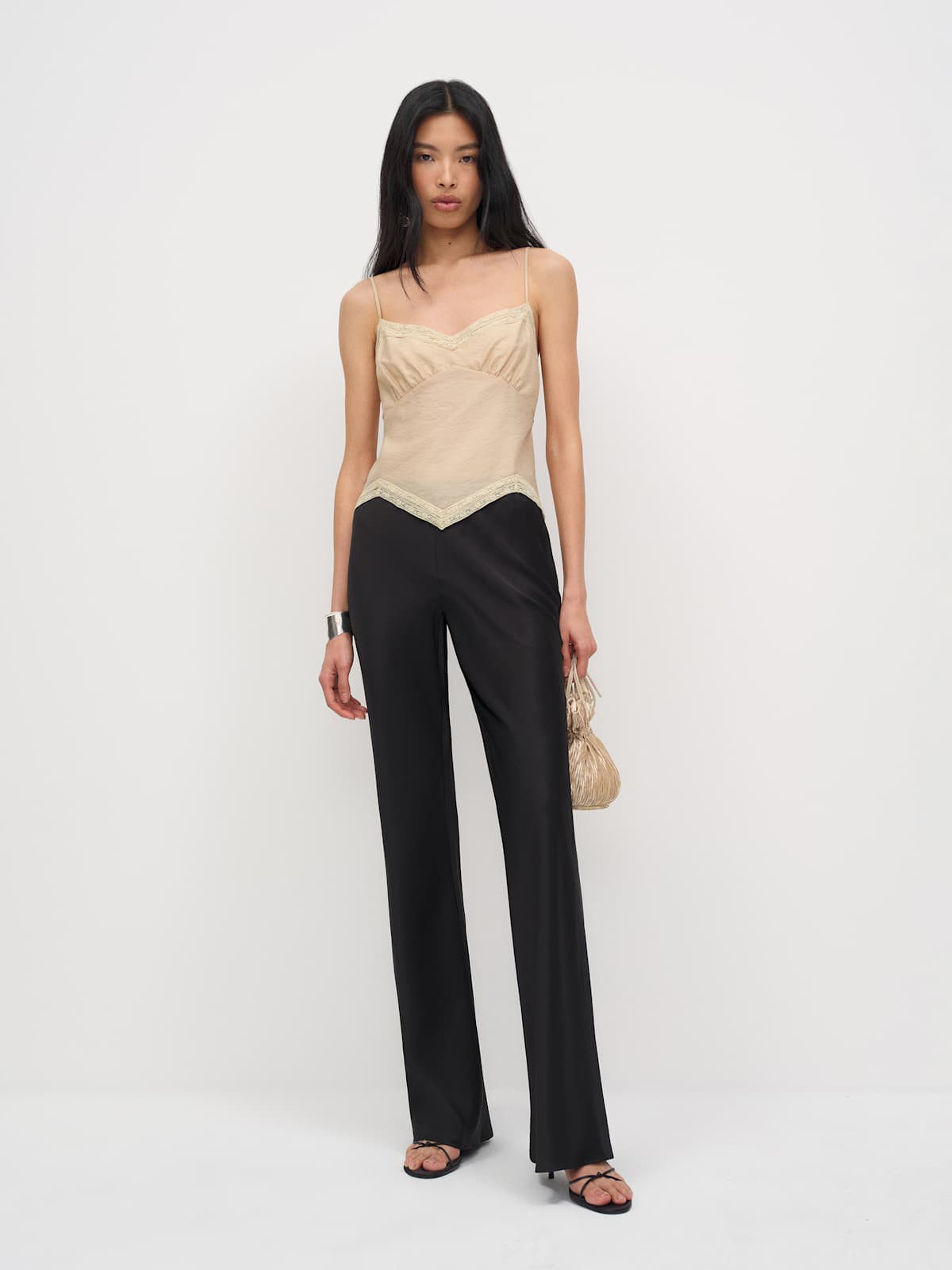 Gale Satin Mid Rise Bias Pant | Reformation (Global)