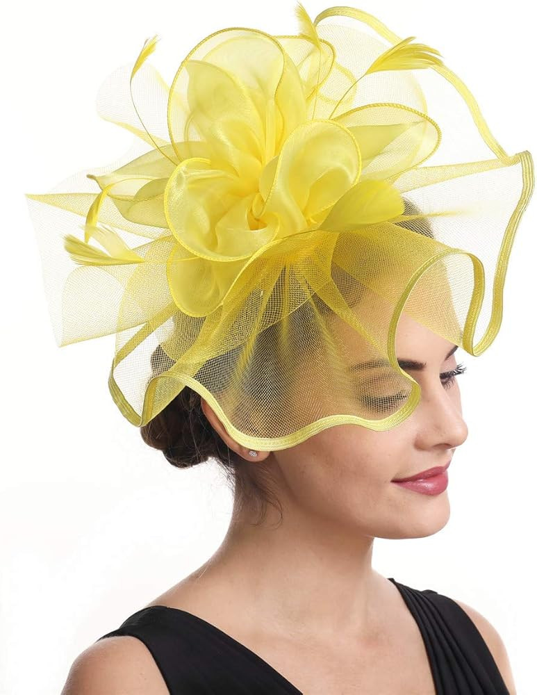 Women's Organza Church British Fascinator Bridal Tea Party Wedding Hat Summer | Amazon (US)