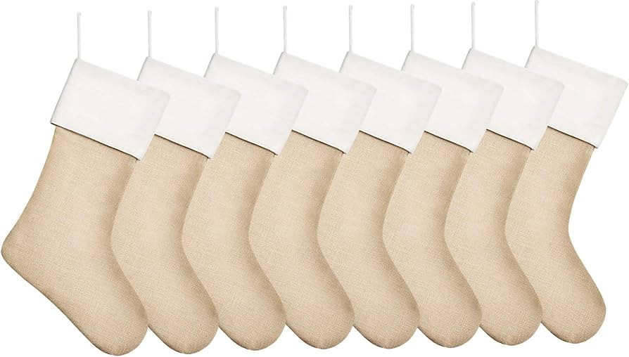 18" Burlap Christmas Stockings for Holiday Decor Plain (8) | Amazon (CA)