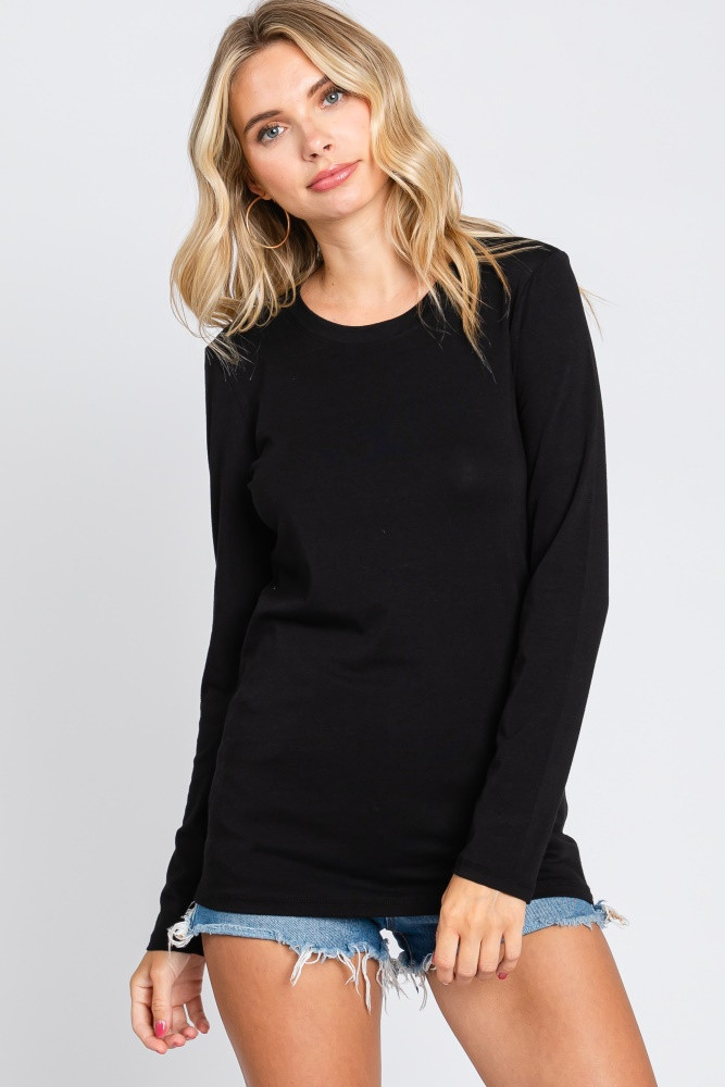 Black Long Sleeve Top | PinkBlush Maternity