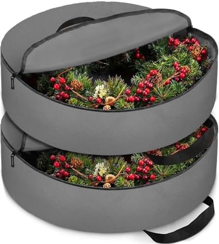 ZOBER 2 Pack Oxford Christmas Wreath Storage Container 36 Inch - Wreath Bag for Artificial Wreath... | Amazon (US)