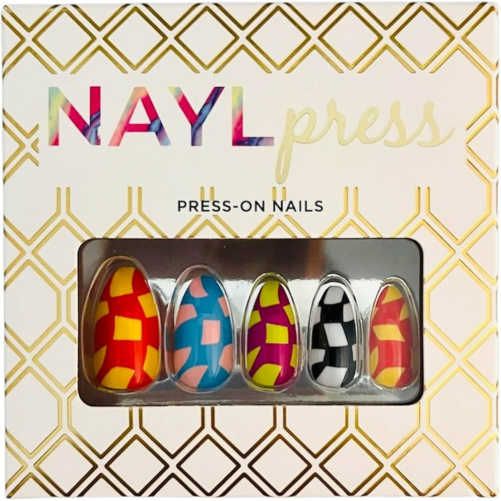 Press On Nails -Square it Up | Medium Almond Nails, Reusable | 12 Sizes, 24 Nail Kit | Amazon (US)