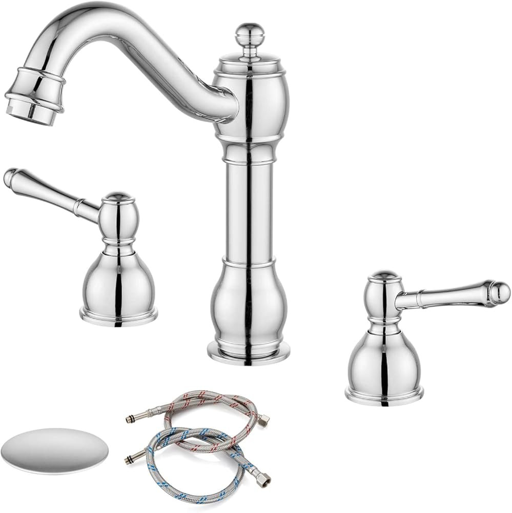 gotonovo 8 Inch Widespread Bathroom Faucets for Sink 3 Hole 2 Handle Polish Chrome Deck Mount Ins... | Amazon (US)