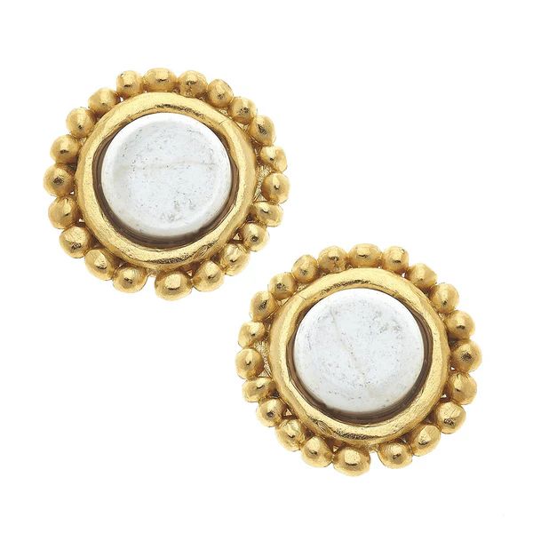 Dotted White Turquoise Studs | Susan Shaw