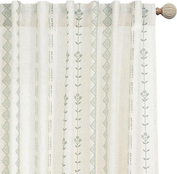 Sage Green French Country Farmhouse Curtains for Living Room,Floral Pattern Vintage Boho Whimsica... | Amazon (US)