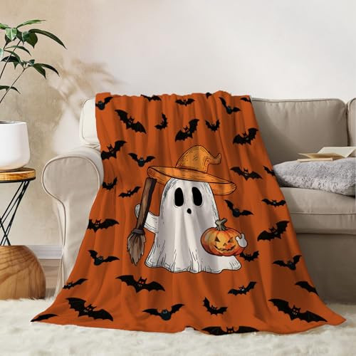 YeeJu Halloween Throw Blanket Kids Blanket Orange Cute Ghost Blanket Small Blanket for Lap Boys Girls Child Baby Bed Decorative Soft Lightweight Fuzzy Plush Fleece Blankets and Throws 40x50 | Amazon (US)
