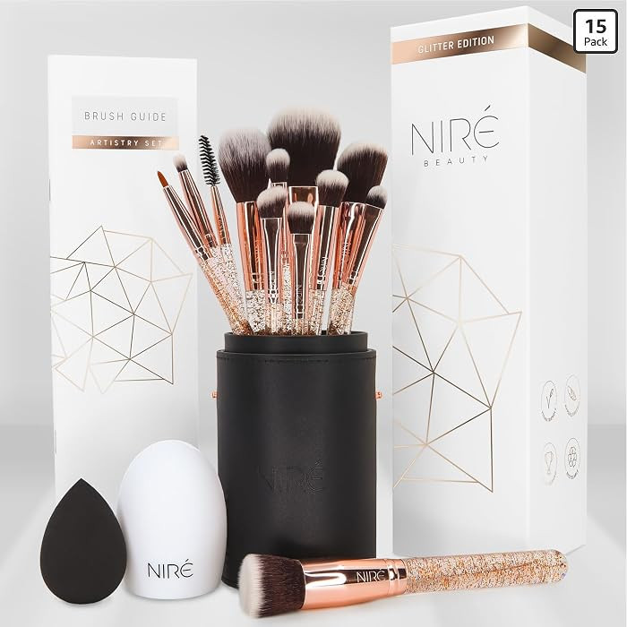 Nir\u00e9 Beauty 15piece Award Winning Glitter Makeup Brushes: Cute Makeup Brushes Set with Case,... | Amazon (US)