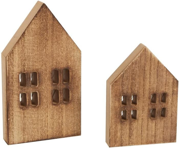 iMagitek 2 Pack Block Farmhouse Home Wooden Sign House Shaped Wooden Sign Tiered Tray Decor for H... | Amazon (US)