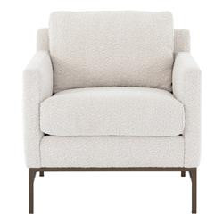 Lilian Industrial Off White Performance Boucle Bronze Iron Frame Arm Chair | Kathy Kuo Home