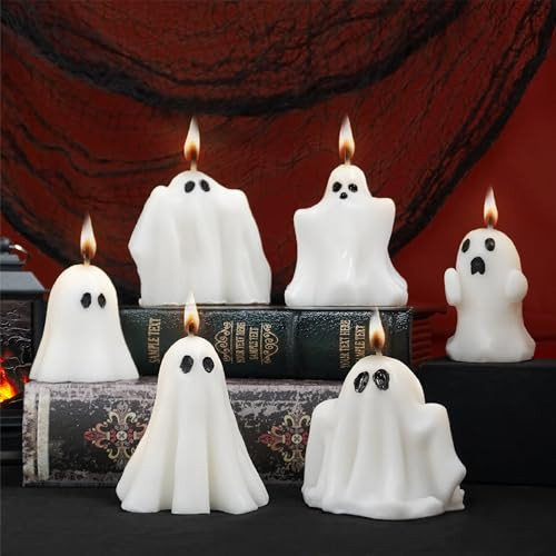 Halloween Decorations Ghost Candles Decor - 6Pcs Cute Scented Halloween Candles Party for Indoor with DIY Tools, Aesthetic Spooky Candle for Room, Halloween Party Decorations for Home Kitchen Bedroom | Amazon (US)