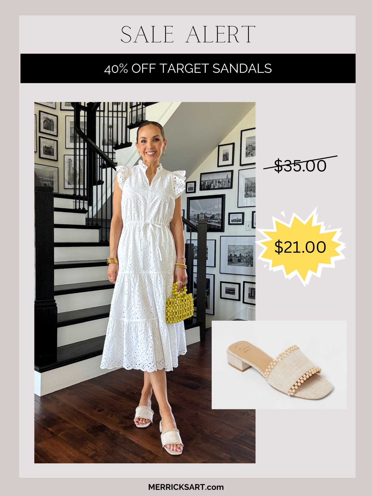 Another adorable pair of sandals that will make any outfit just a little more special. I loved it paired with this white dress. Plus, they are 40% off, today only!

#LTKgrwm #LTKSaleAlert