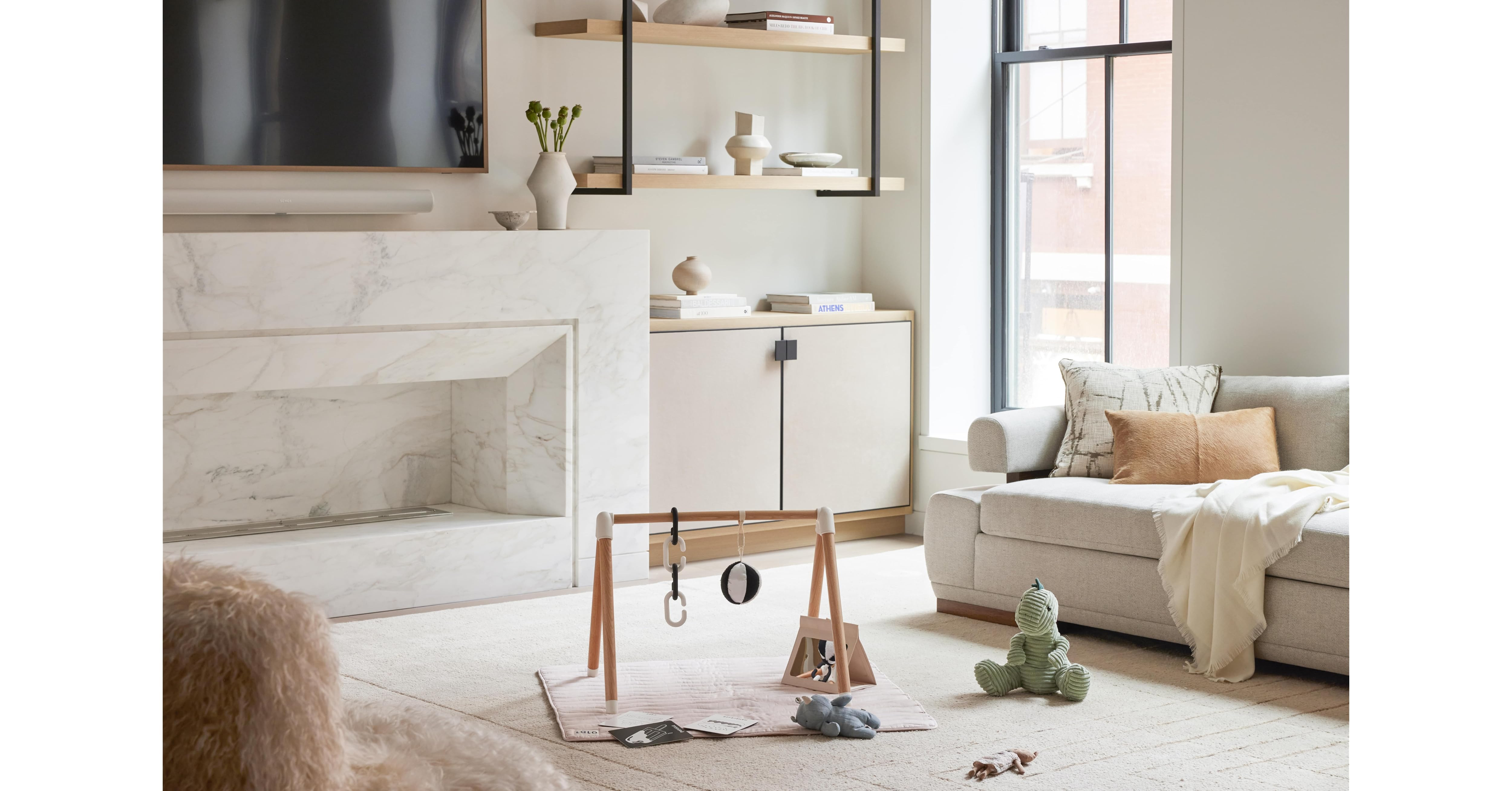 Wooden Baby Gym with 6 Gym Toys, Foldable Baby Play Gym, Natural Pine Wood Play Gym, Frame Activi... | Amazon (US)