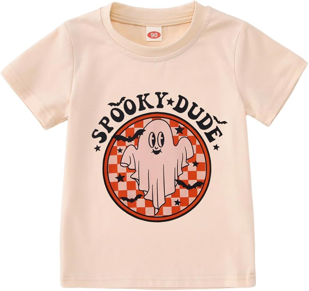 MODNTOGA Toddler Boy Halloween T-Shirt Baby Girl Ghost Graphic Tops Spooky Dude Letter Tee Short ... | Amazon (US)