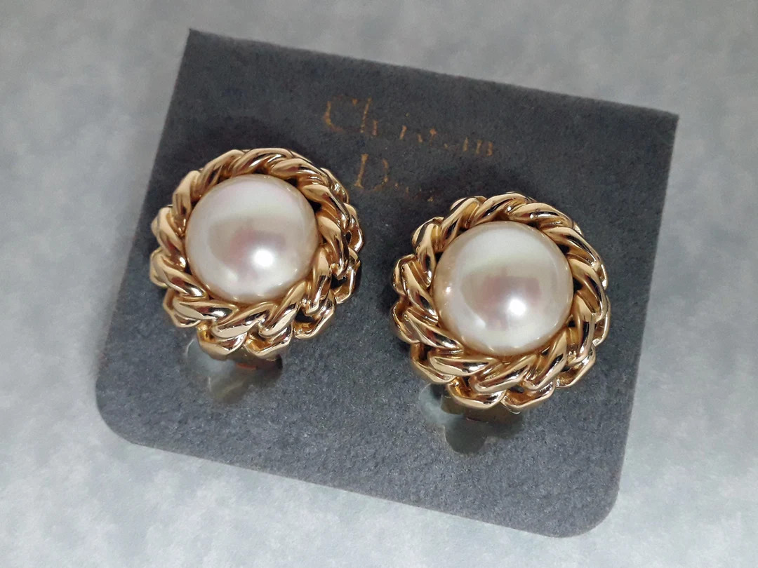 1990s Vintage DIOR Earrings, authentic Christian Dior Germany Signed Vintage CLIP ON Earrings, Go... | Etsy (US)