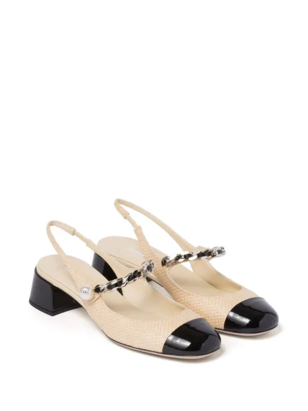 35mm pearl-embellished raffia pumps | Farfetch Global