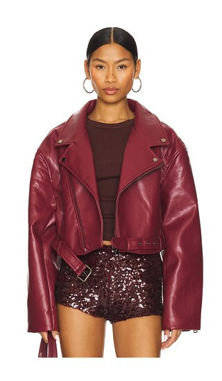 LIONESS Staten Island Jacket in Burgundy. - size S | Revolve Clothing (Global)