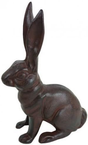 HomeOffice Cast Iron Sitting Bunny Rabbit Garden Statue Patio Yard Large Doorstop | Amazon (US)