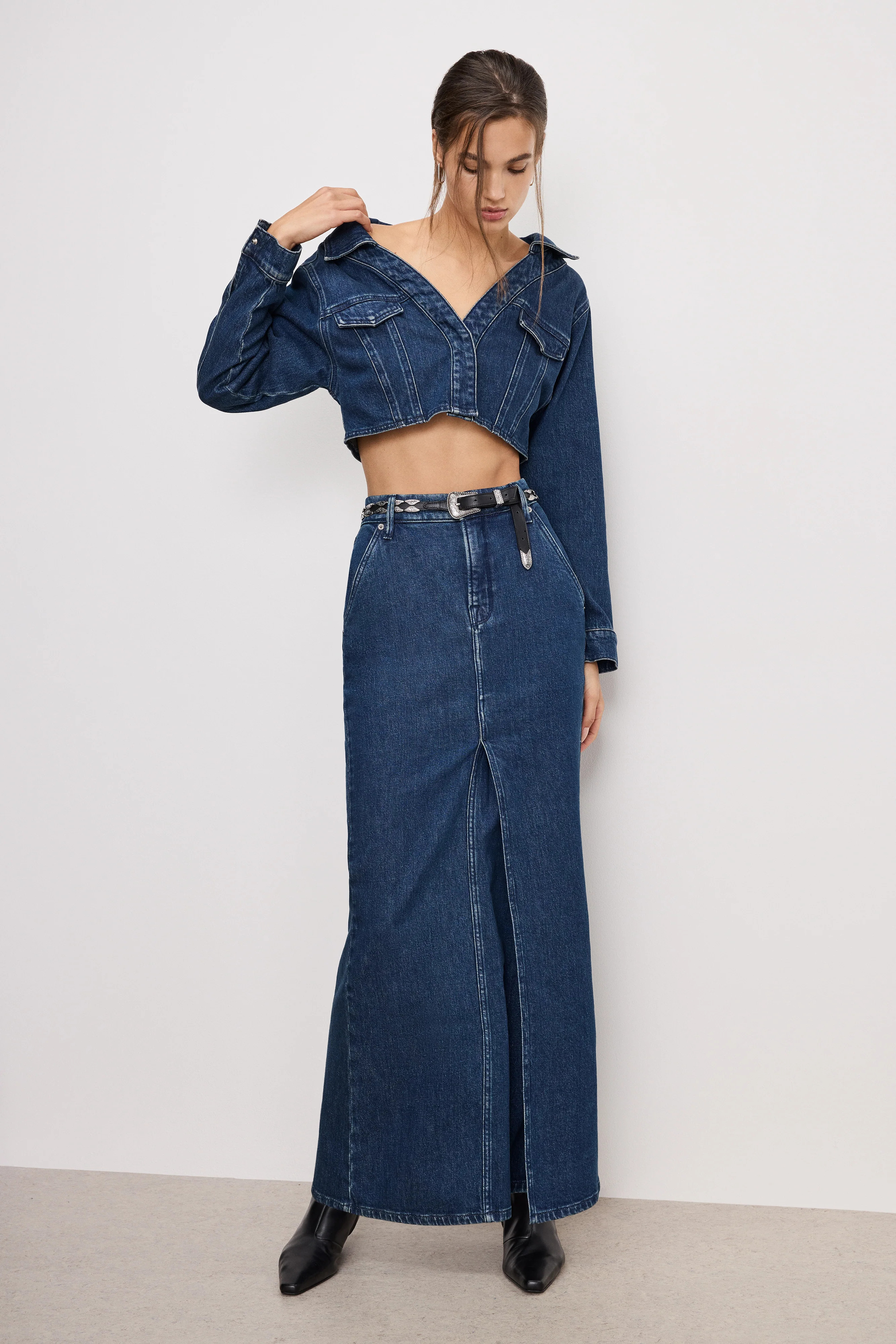 DENIM MAXI SKIRT | INDIGO724 - GOOD AMERICAN | Good American