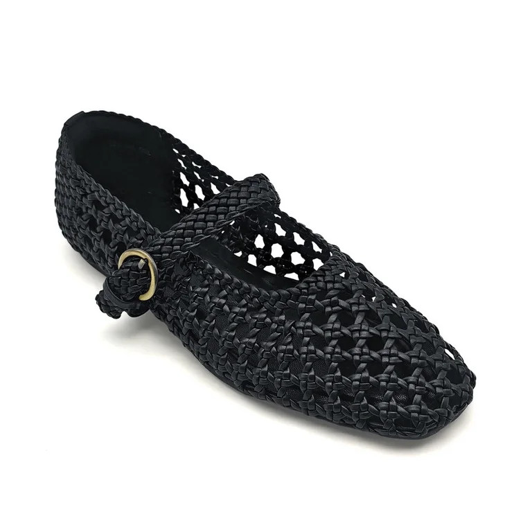 Mary Jane Flats for Women, Comfortable Round Toe Dressy Ballet Flats with Braided Adjustable Buck... | Walmart (US)