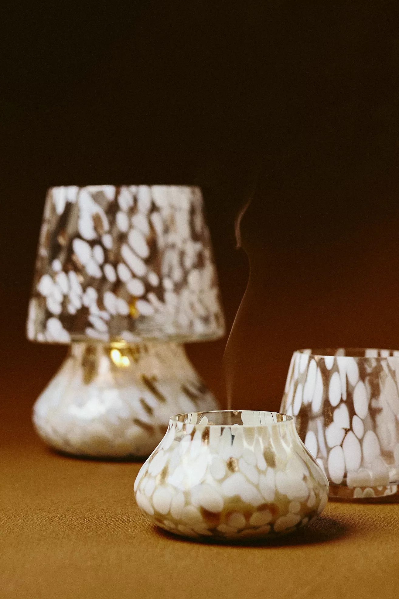 Cheena Floral Dark Berry & Amber Mushroom Lamp Candle | Anthropologie (US)