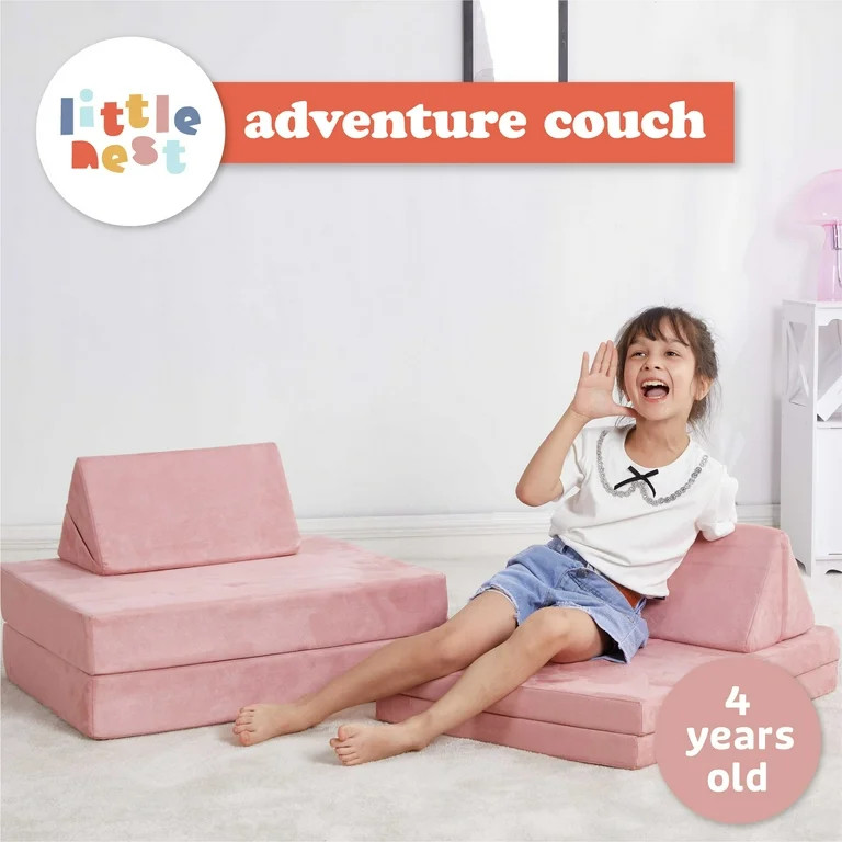 Little Nest Toddler Sofa, Adventure Explorer Kids Couch, Blush Pink | Walmart (US)