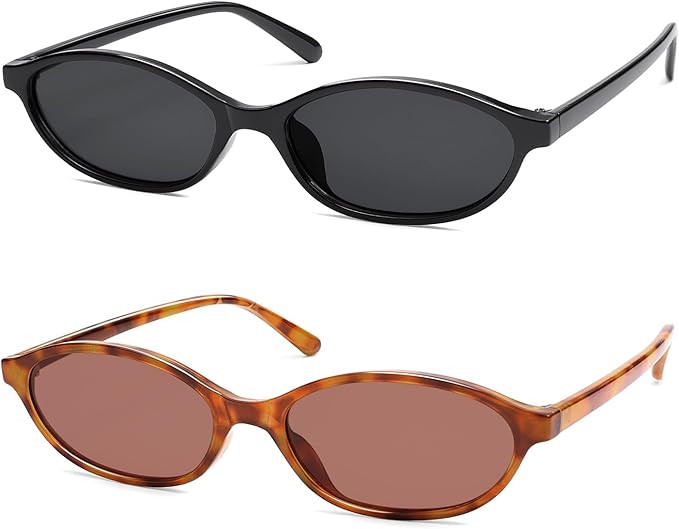 Retro Oval Cat Eye Sunglasses for Women Y2k Trendy Narrow Sunnies Designer Sun Glasses AR82253 | Amazon (US)
