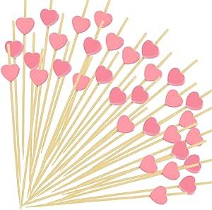 FATLODA Pink Heart Cocktail Picks, Valentines Day Decorations Toothpicks for Appetizers, 4.7 IN L... | Amazon (US)