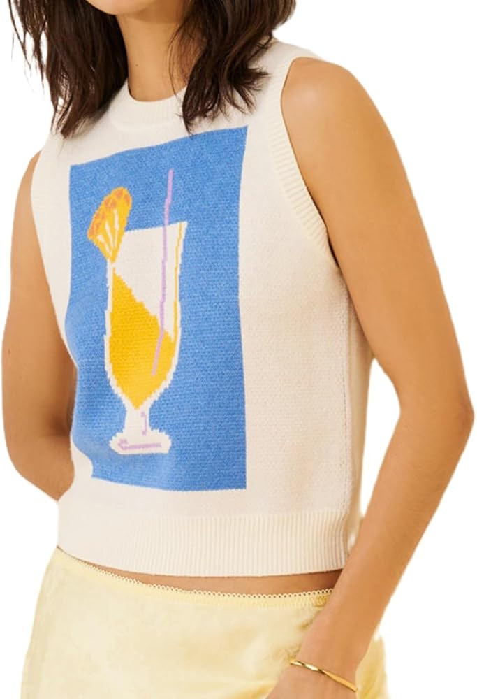 DSORVICD Women Lobster Sweater Vest Y2k Cute Graphic Sleeveless Knit Pullover Tank Top | Amazon (US)