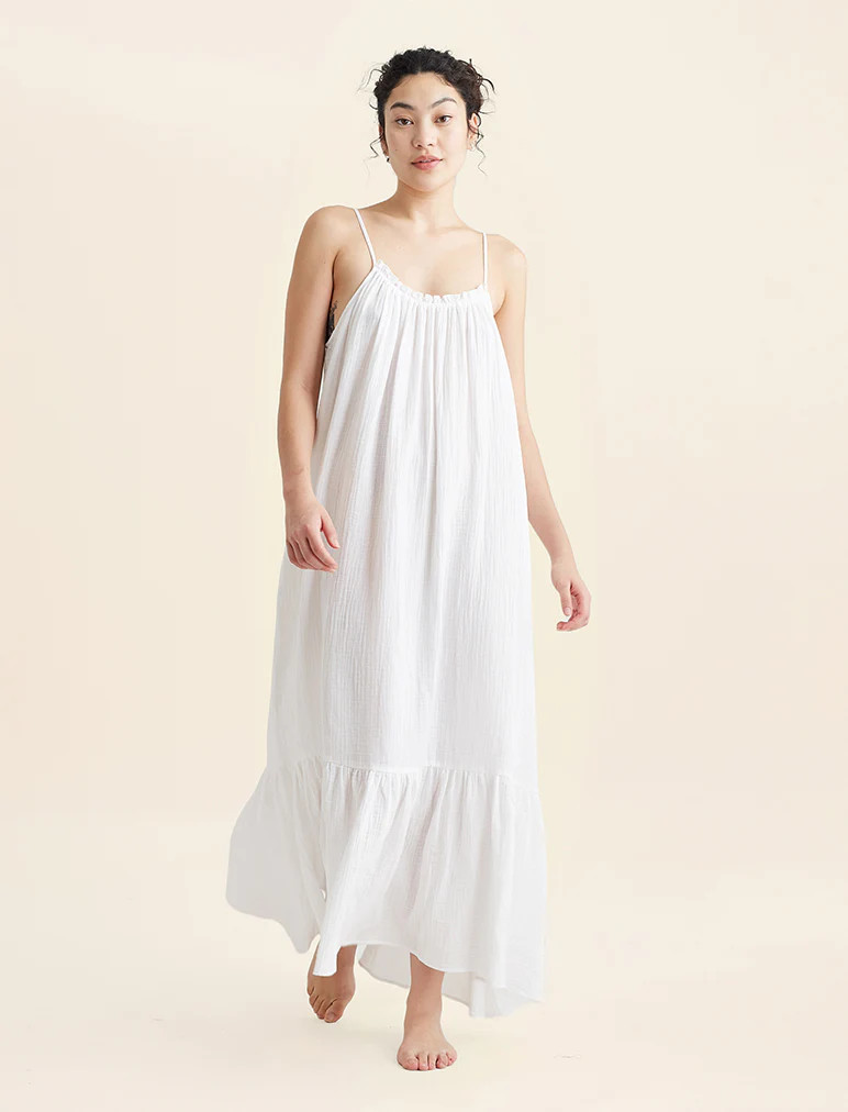 Ashley Textured Cotton Strappy Maxi Nightie | Papinelle Sleepwear US