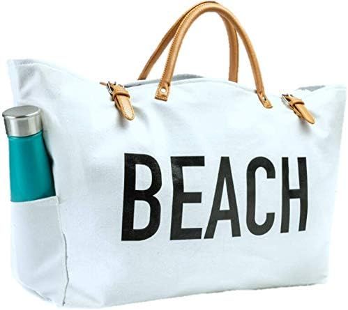 KEHO Fashion Beach Bag & Travel Tote, Large & Roomy, Waterproof Lining, Multiple Pockets (White C... | Amazon (US)