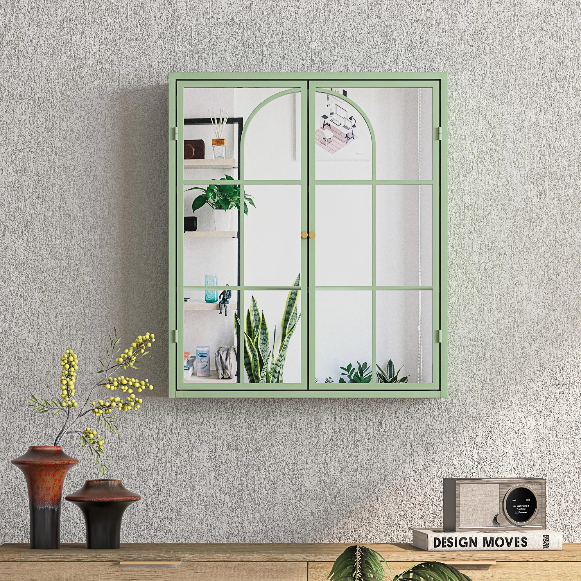Wenty 23.62 "Vintage Two Door Wall Cabinet With Mirror Bathroom Cabinet Bathroom Storage & Review... | Wayfair North America