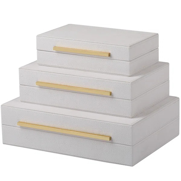 Milarae 3 Piece Handmade Faux Leather Decorative Box Set | Wayfair North America