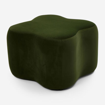 Moss Green Velvet Shamrock Stool 42x61cm | TK Maxx