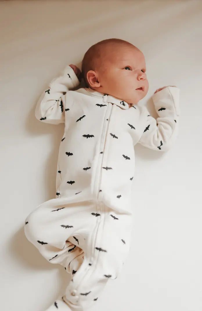 L'ovedbaby Halloween Bats Fitted One-Piece Organic Cotton Footie Pajamas | Nordstrom | Nordstrom