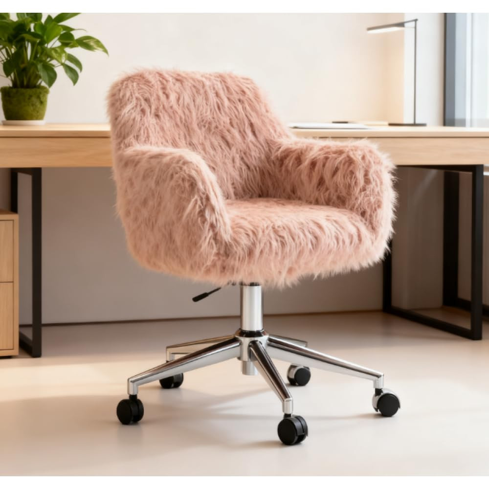 Office Chair, Plush Faux Fur Swivel Chair,for Home Office & Vanity | Amazon (US)